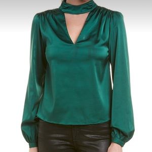 DANCE & MARVEL GREEN SATIN TOP | MEDIUM SIZE | LONG SLEEVE |